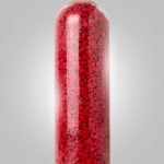 تصویر یک بطری پت نیمه شفاف روی زمینه قرمز. تصویر جلد کاتالوگ طراحی شده برای شرکت تولید کننده بطری های پت